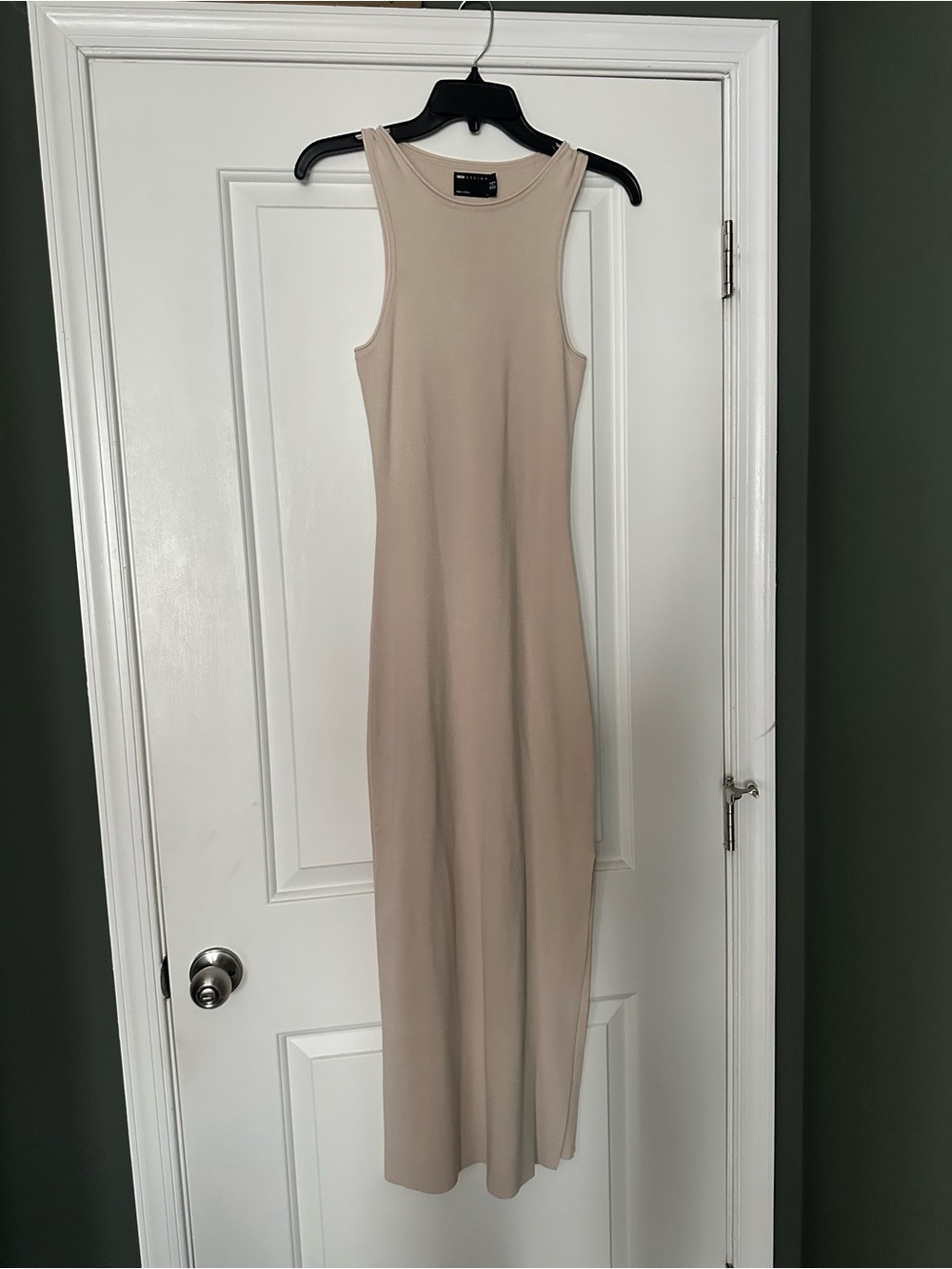 ASOS Beige Sleeveless Ribbed Maxi Dress